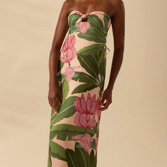 Dresses & Skirts - Multicolor Boho Women's Tropical Print Twist Back Lace-Up Sleeveless Dress